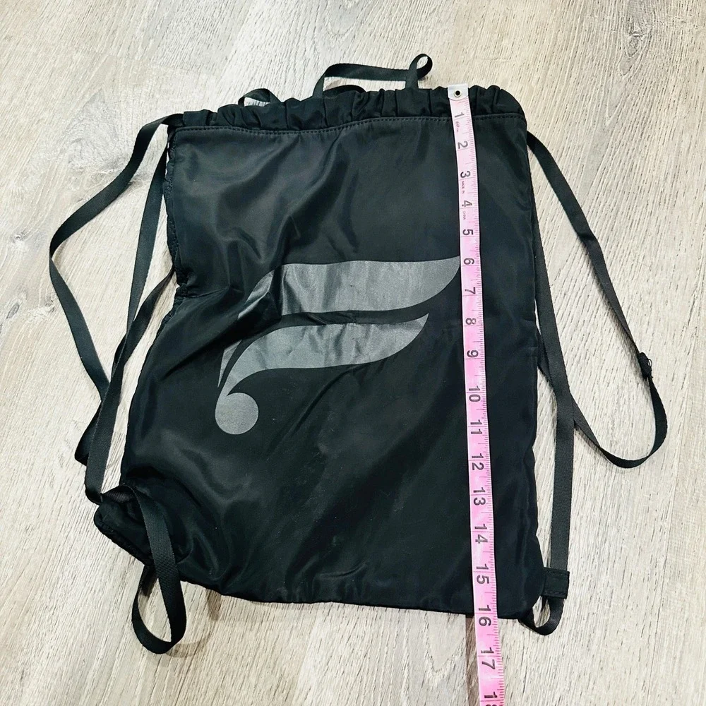 Fabletics Black Drawstring Backpack Quilted‎ Logo Cinch Gym Bag Mens Womens